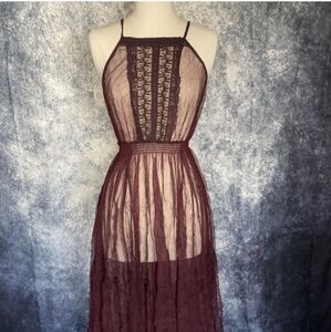 RARE Free People Sheer Maxi Slip Dress